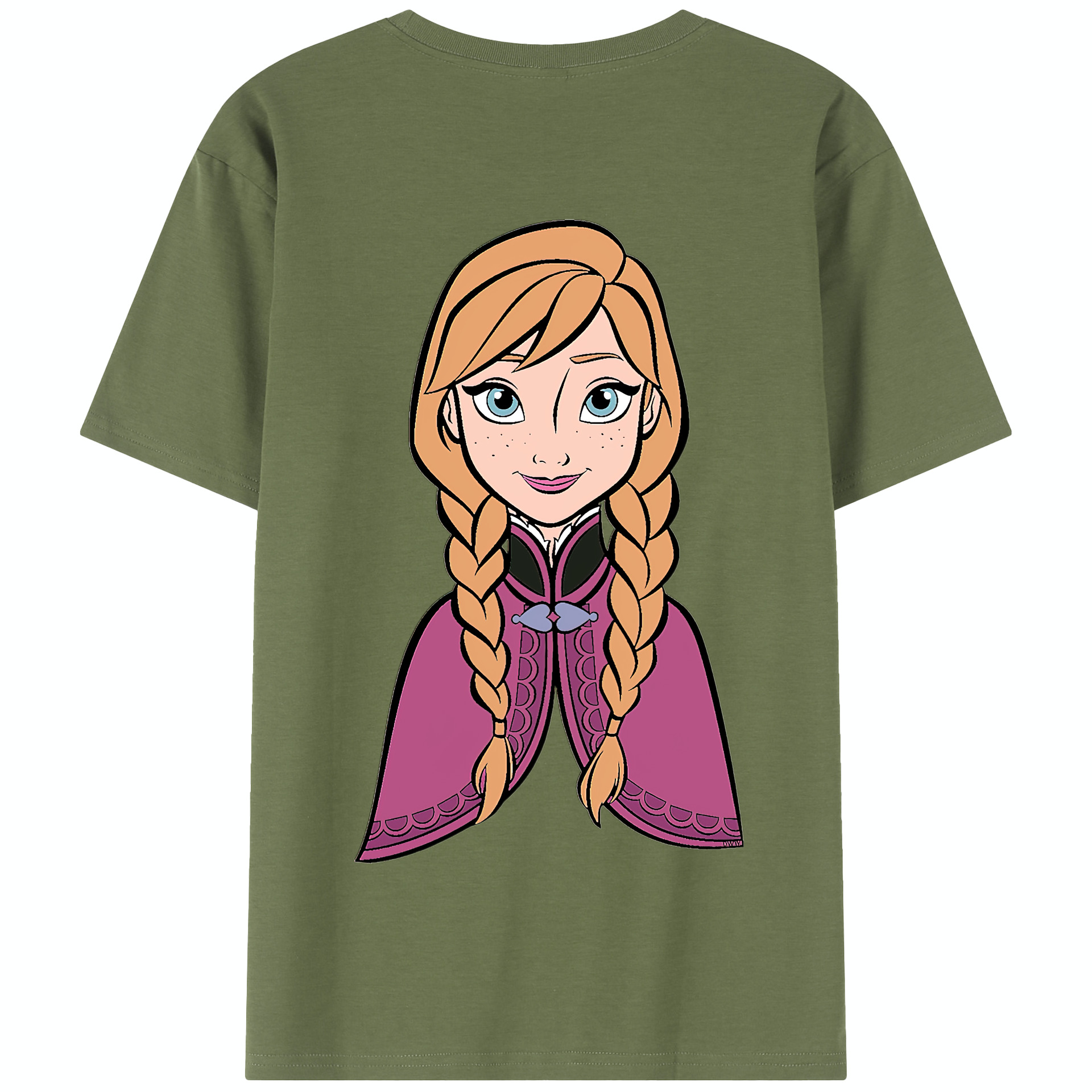 （画像用） アナと雪の女王 アンナ エルサ Frozen Anna Elsa 綿100％半袖Tシャツ（背面プリント）